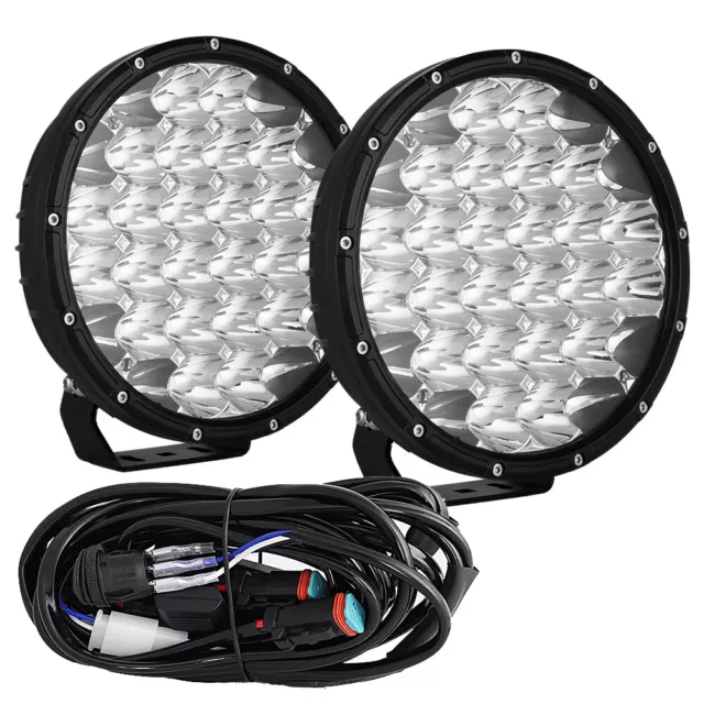 NEW Slim 9 inch LED Driving Lights Spot Beam BLACK Round Offroad 4WD SUV 12V 24V