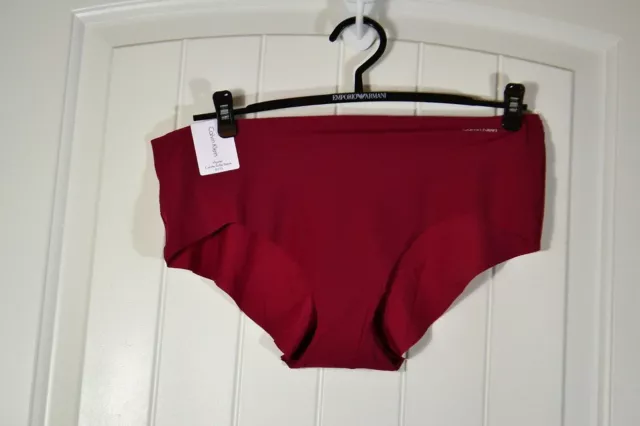 Nwt Women's Calvin Klein Invisibles Seamless Hipster Underwear Maroon Sz Xl