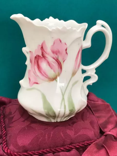 Vintage Antique RS GERMANY Porcelain Creamer Pitcher ~ Floral Design