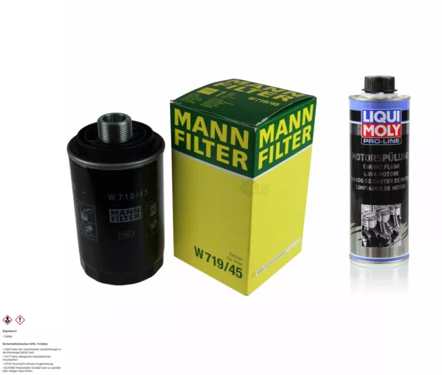 MANN-FILTER Ölfilter W 719/45 + LIQUI MOLY 2427 Pro-Line Motorspülung