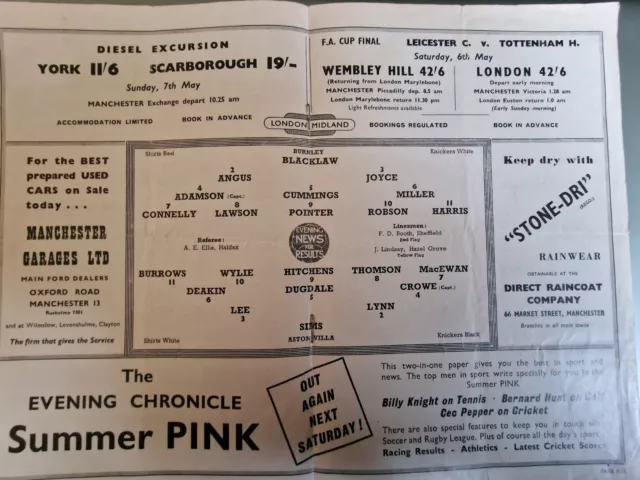 Aston Villa v Burnley league cup semi final replay 2 May 1961 2