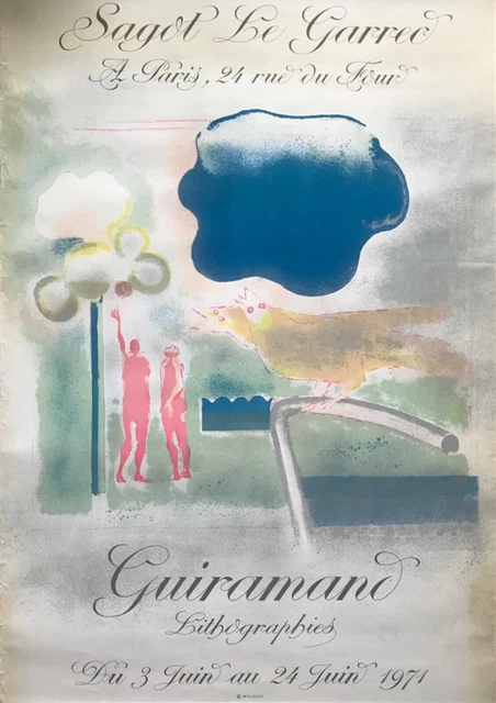 Affiche Litho Sarthou Exposition 1960 Galerie Marcel Guiot - Poster D'art Français Vintage