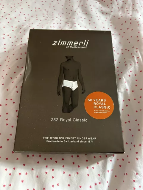 Zimmerli 252 Royal Classic - Men’s Briefs - 100% Cotton - White - Medium - New
