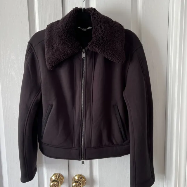 Athleta Fleece Jacket Size XS Women Full Zip Black Sherpa Collar & Lining