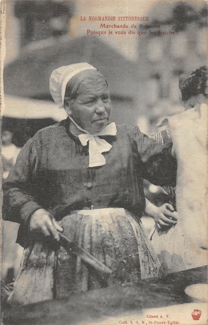 CPA 14 NORMANDY FISH MERCHANT (cpa rare in series