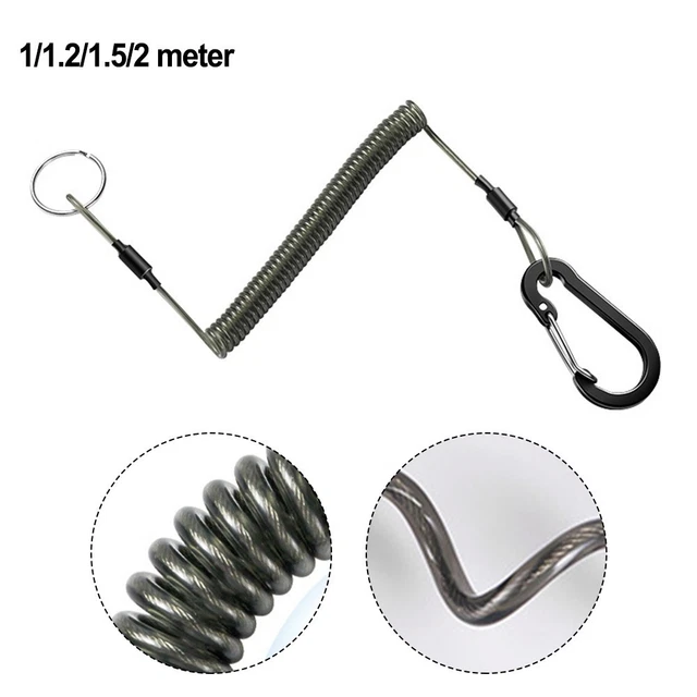 Corde De Pêche Rétractable Avec Mousqueton – Attache Canne à Pêche Solide Acier Inox – Transport Voiture, Bateau, Kayak