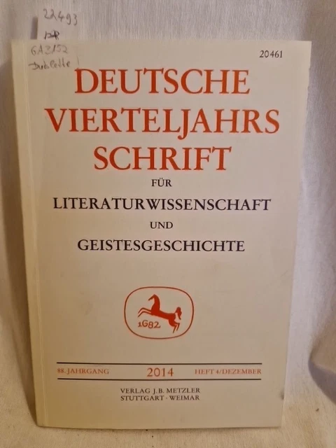 Deutsche Vierteljahrsschrift für Literaturwissenschaft und Geistesgeschich 22493