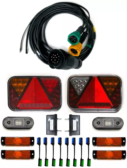 Anhängerbeleuchtung LED Rückleuchten Control Box 13 polig Kabel 7m Leuchten Set