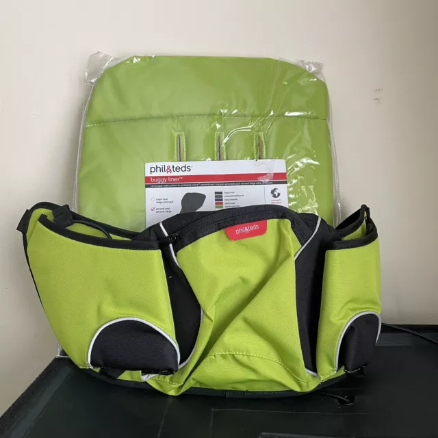 Phil & Teds Hang Bag Bumbag + Second Seat Buggy Cushion Liner Lime Green