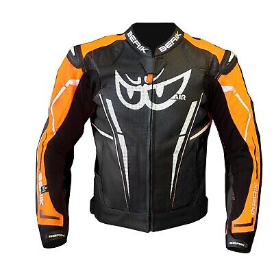 Leather Motorbike Jacket - Berik Striper - Mens Medium