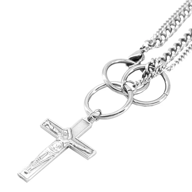 Ciondolo A Croce Antica Da Uomo: Argento Martellato, Catena In - Foto 6