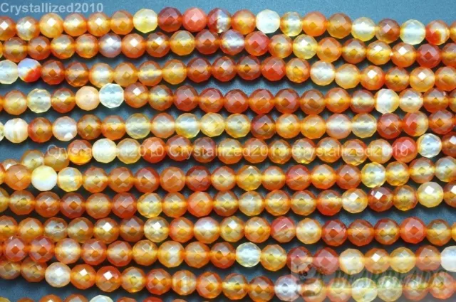 Natural Carnelian Gemstone Faceted Round Beads 15.5'' 3mm 4mm 6mm 8mm 10mm 12mm