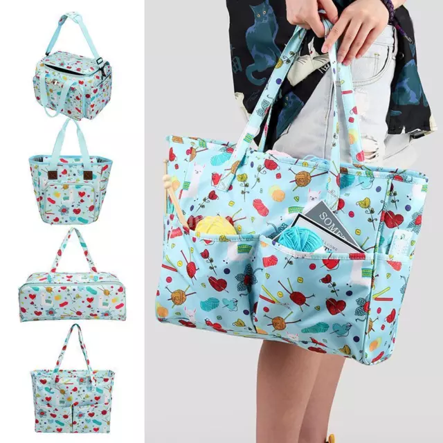 Large Knitting Bag Crochet Needles Tote Bag Yarn DIY Sewing Tool Storage Handbag