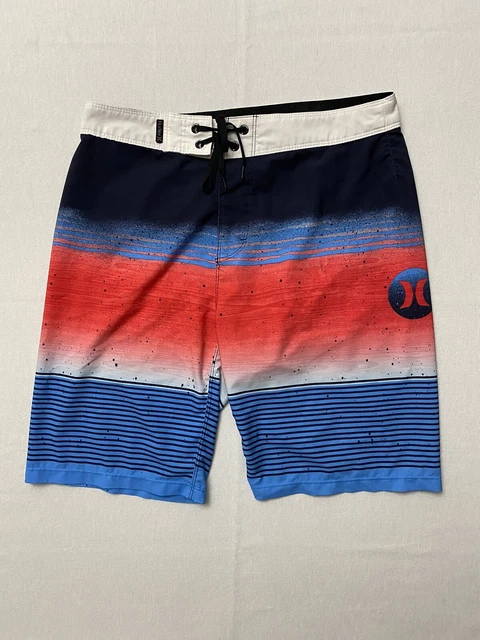 Hurley Phantom Men’s Boardshorts Beach Surf Swim Red White Blue Size 28