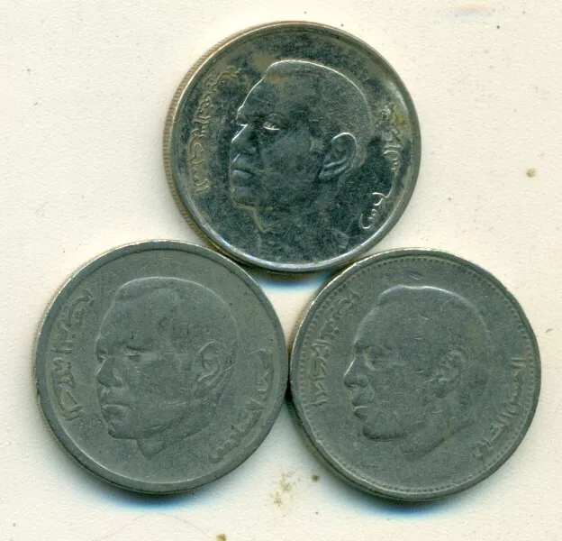 3 DIFFERENT 1 DIRHAM COINS from MOROCCO - 1987, 2002 & 2018 (3 DIFFERENT TYPES)