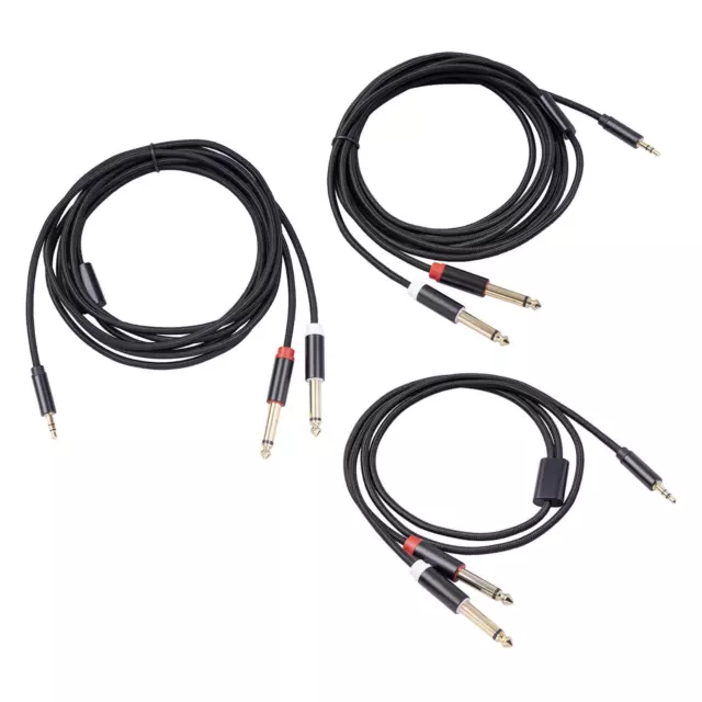 Audio Cable .5mm 1/8" TRS Male to 2x 6.35mm 1/4" TS Male 3.5mm Stereo Jack Plug