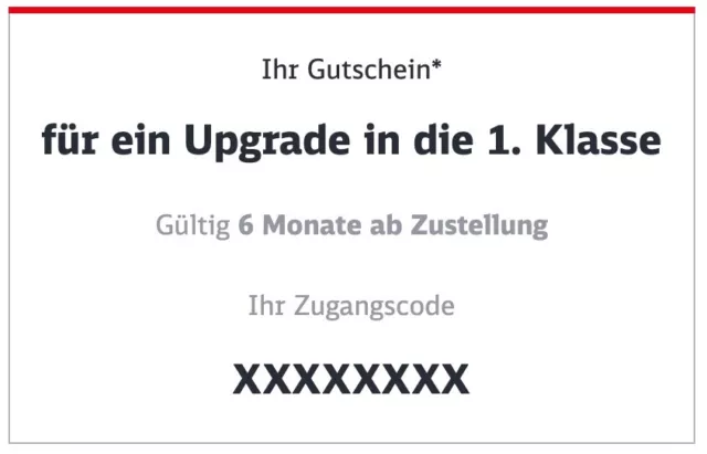 DB Deutsche Bahn 1. Klasse Upgrade Ticket Gutschein Code Coupon