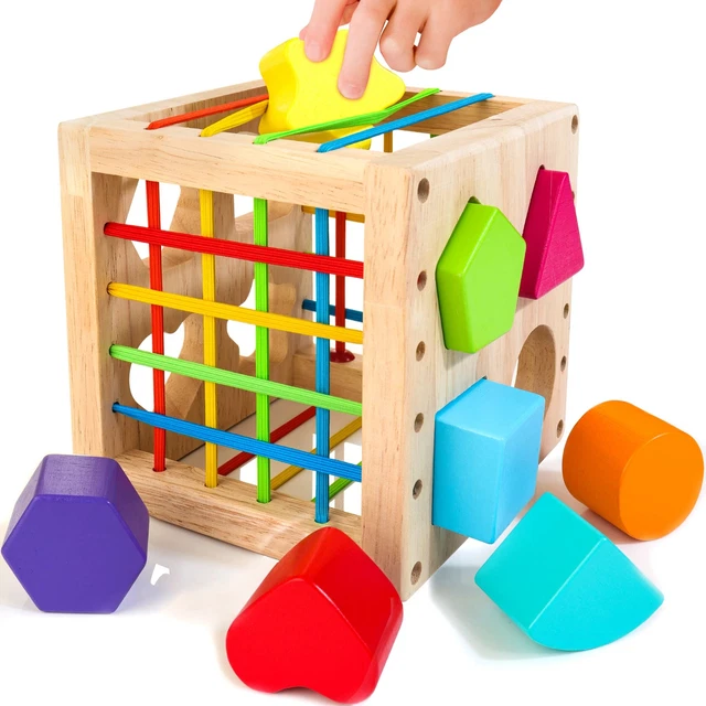 Jouet Montessori 3-en-1 En Bois - Tri De Couleurs Et Formes, Pour Enfants 1-3 Ans, Avec Sac De Rangement, Développement Motricité Fine