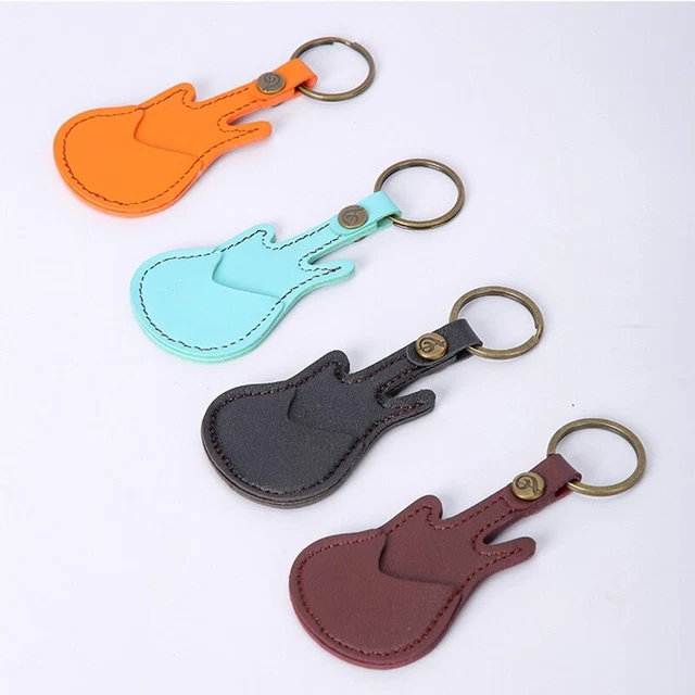 LEATHER GUITAR PICKS Case Guitar Pick Holders with Keyring Guitar