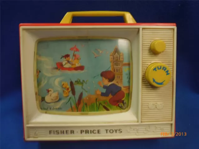 Vintage Fisher Price Toy 1966 2 Tune Tv Music Box Tv Canada 2 Tunes 2 Pictures