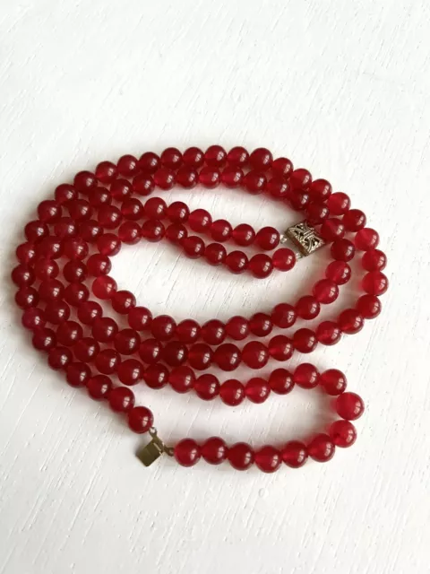 Vintage 386 Cts Earth Mined Round Shaped 2 Strand Ruby Beads Handmade Necklace 3