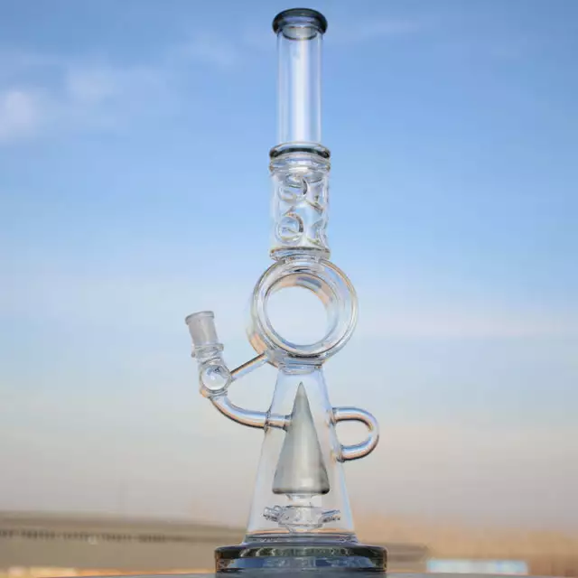 18.5" Recycler Style Donut Percolator Glass Water Pipe 3