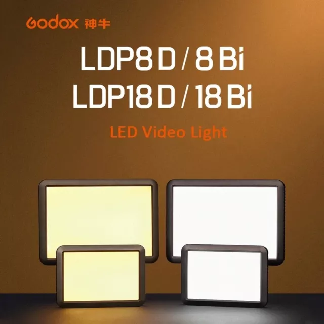 Cámara Godox LDP8D/Bi LDP18D/Bi 2800K-6500K LED Video Luz Lámpara Relleno Iluminación