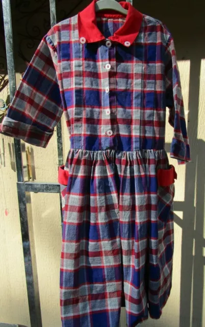 Vintage 50'S Marcia Dee Originals Plaid Little Girls Dresses Sz 7/8 2