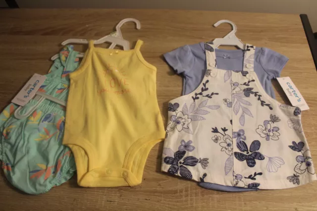 Bundle of 3 Carter's infant baby girl's outfits size 3 months