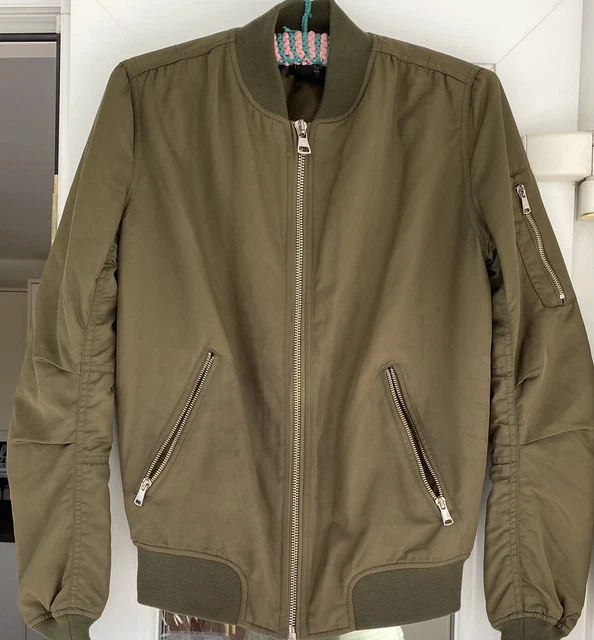 WOMENS TALL TOPSHOP Olive Khaki Bomber Jacket.size 10. Vgc