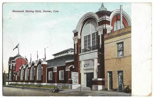 Denver Colorado Mammoth Skating Rink Antique Postcard  #1962