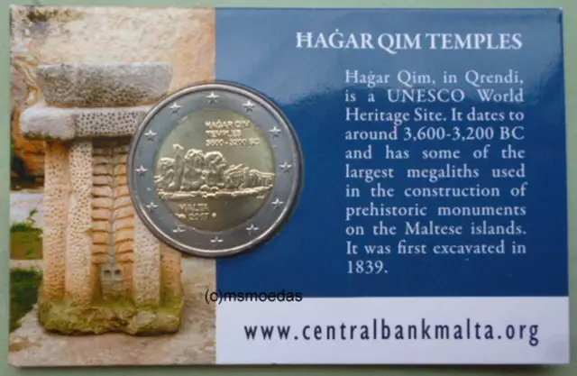 Malta 2 Euro Gedenkmünze 2017 Hagar Qim Tempel CoinCard Münzzeichen MdP