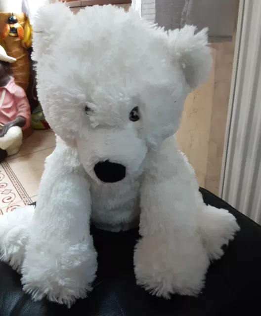 Doudou Peluche Ours Blanc Museau Noir DAMART 37cm