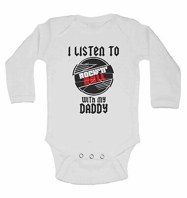 I Listen to Rock N Roll With My Daddy - Long Sleeve Baby Vests for Boys, Girls