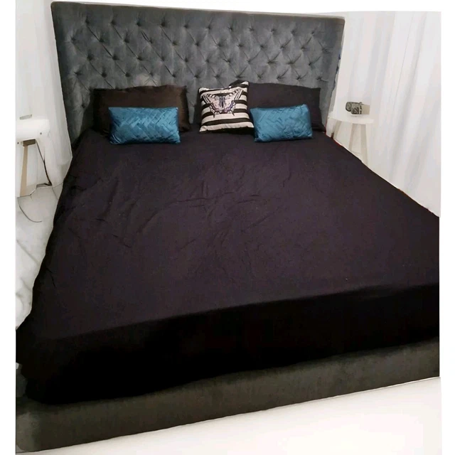 SUPER KING SIZE Bed Frame , teal colour Velvet Upholstered £150.00