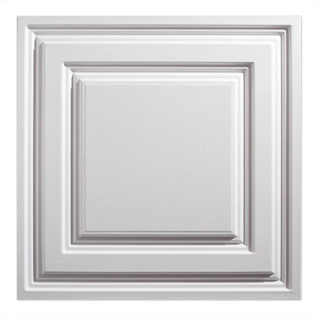 Genesis Drop Ceiling Tile Icon Relief Lay Vinyl White+Moisture Resistant(12Case)