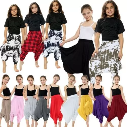 Bambini Largo Pantaloni Harem Ali Baba Stile Cravatta Tintura Yoga Casual 5-13