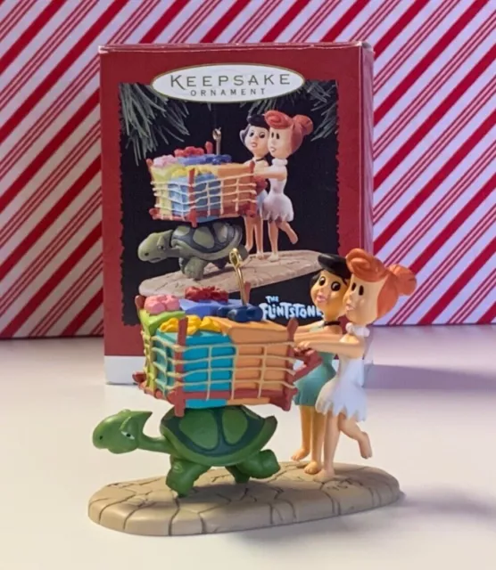 Hallmark Keepsake Ornament 1995 The Flintstones Betty and Wilma w/ Turtle & Box