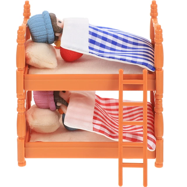 Litera de juguete muñeca de plástico adorno litera cama mini casa modelos de cama