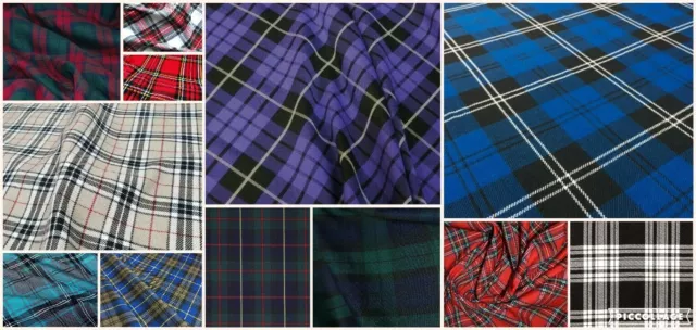 Premium Tartan Woven Plaid check Poly-Viscose Dress-Making Fabric Polyviscose 2