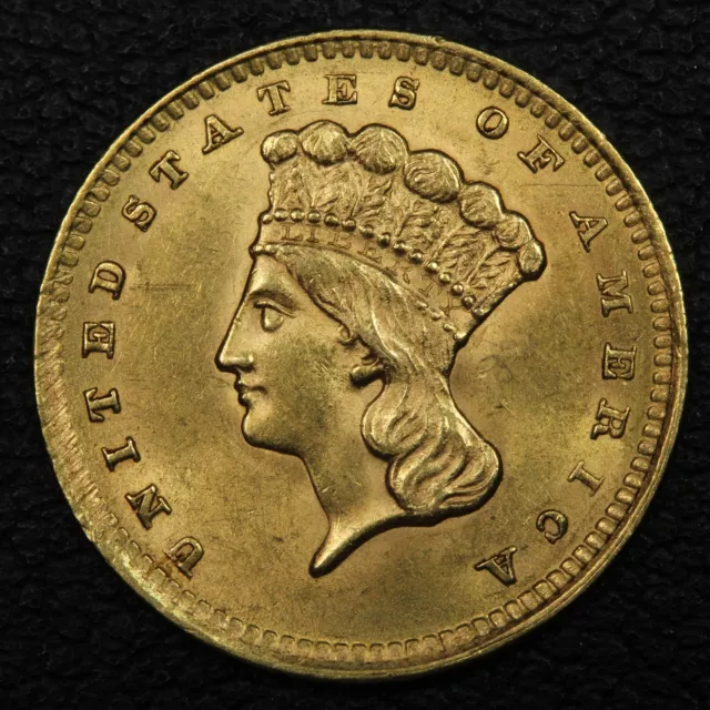 1856 Slanted 5 Type 3 $1 One Dollar Gold