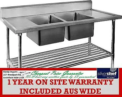 Fed Commercial Double Middle Centre Sink Ss Stainless Steel Bench Dsb7-2100C/A
