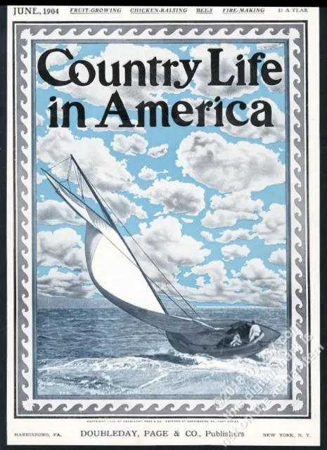 Country Life in America June 1904 framing cover sailing sailboat art