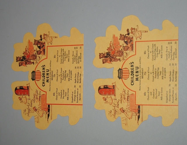 Union Pacific Railroad Children's Menu Lot of 2