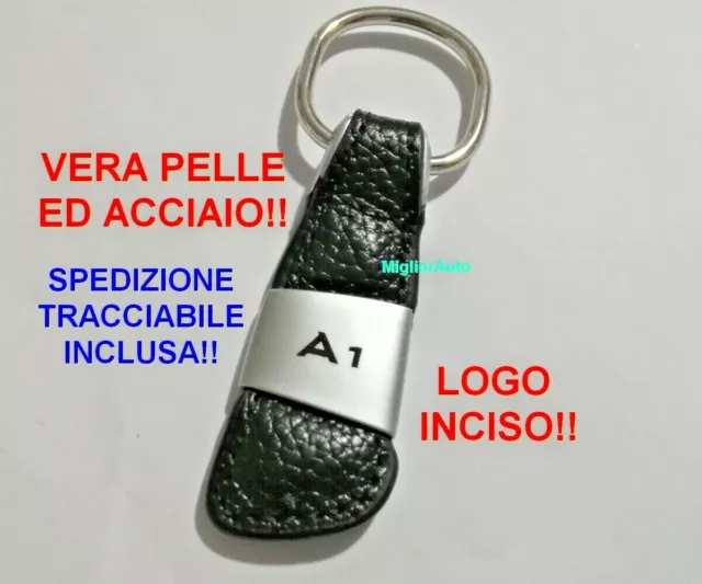 PORTACHIAVI IN VERO Cuoio E Acciaio Con Scritta Logo Fregio Audi A1 Stemma  EUR 11,99 - PicClick IT