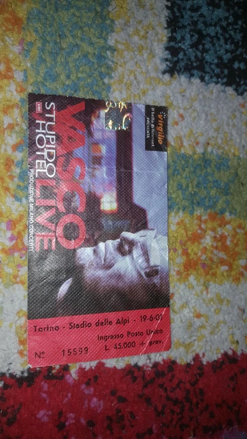 Biglietto Ticket Vasco Rossi Stupido Hotel Live 2001 Torino Palastampa