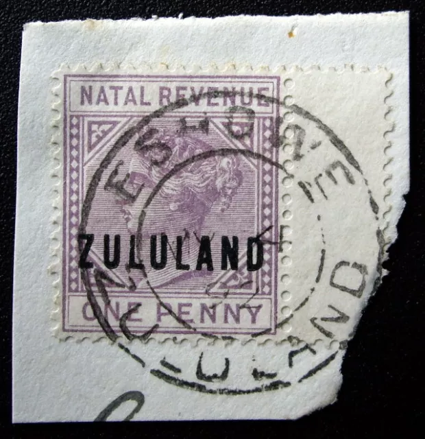 Zululand #14 on Piece tied Complete CDS Eshowe Cancel MAY 4 1892 with Selvedge