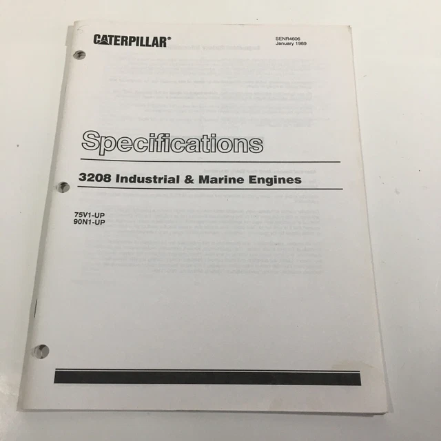 CAT Caterpillar Specifications 3208 Industrial & Marine Engines SENR4606