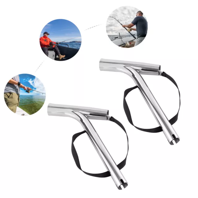 2PCS Silver Polished 304 Stainless Steel Rod Holder Fishing Rod Holders