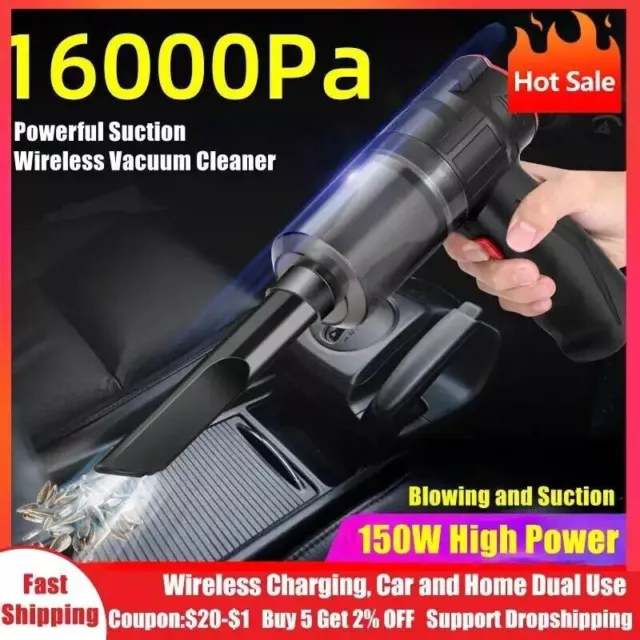 Cordless vacuum cleaner for car or home 16000 suction power + air blower